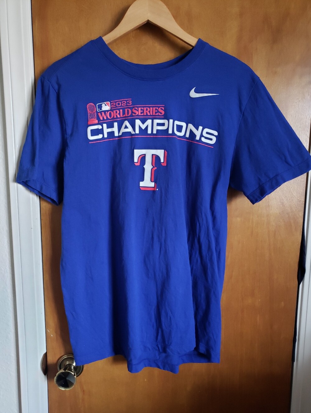 Nike Mens Royal Blue 2023 World Series Champions ROSTER Tee